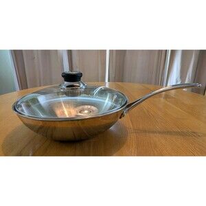 Calphalon Classic 1390 10 In Frying Pan Skillet W/ Lid Stainless Steel Glass Lid